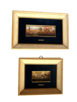 Lucio Cargnel, Landscape Oil Paintings, Original Frames, 1940s, Set of 2