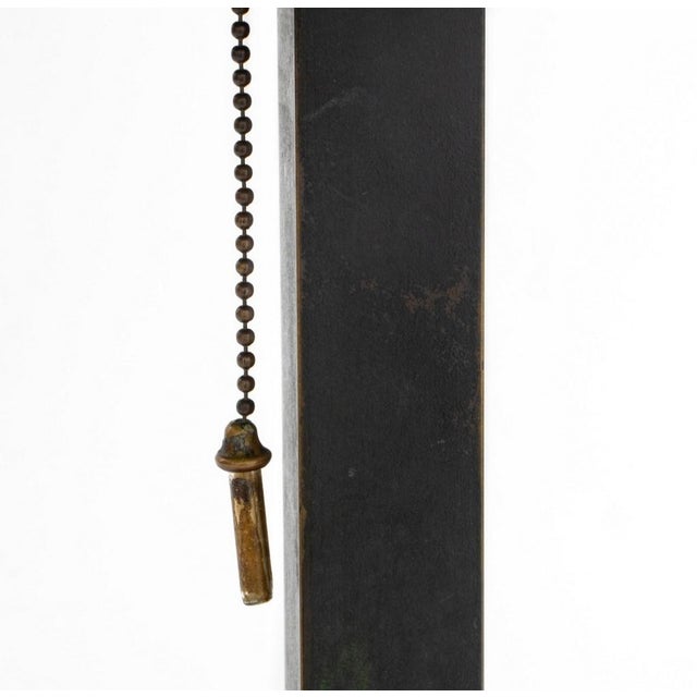 Arts and Crafts Slag Glass Table Lamp, early 20th century, on brass and iron base. 22.25" H x 13.25" W x 13.25" D....