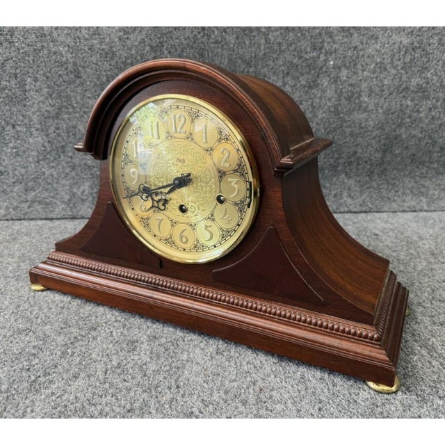 American Vintage Sligh Solid Mahogany Mantel Clock For Sale - Image 3 of 13