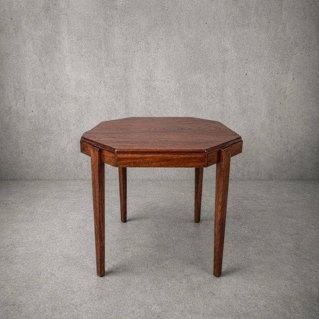 Wood Vintage Art Deco Geometric Oak Cocktail Side Table, 1930s For Sale - Image 7 of 7
