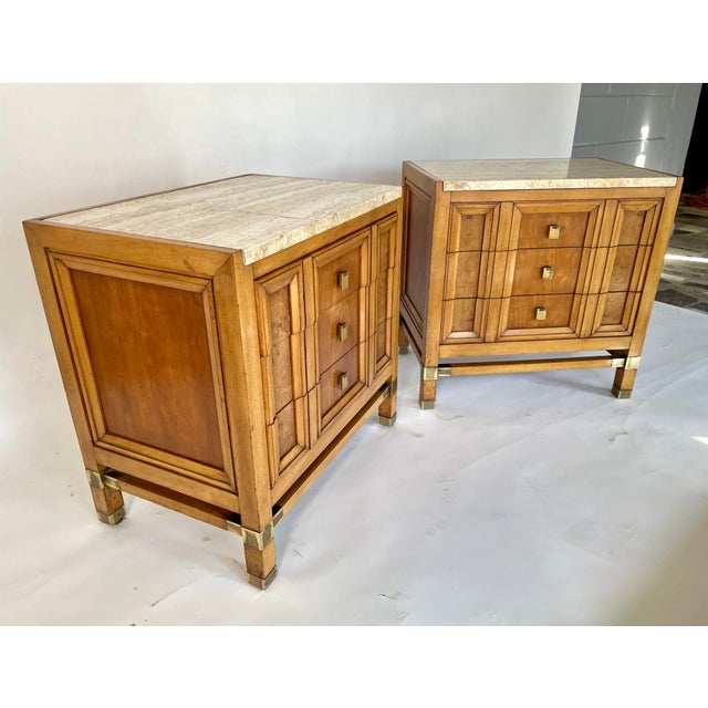 Mid Century Modern Marble Top Nightstands by Metz Chairish