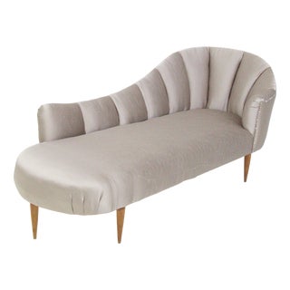 Mid-Century Grey Silk Satin Dormeuse attributed to Gio Ponti, 1950s For Sale
