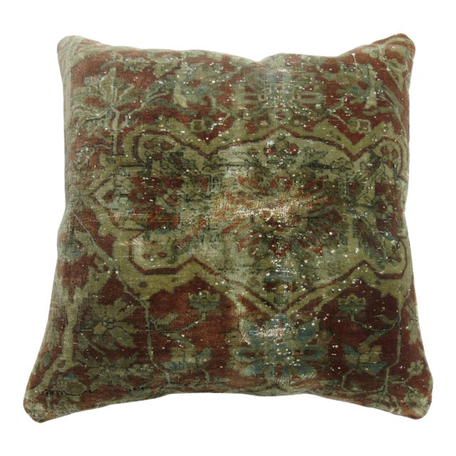 Antique Persian Kashan Rug Pillow For Sale