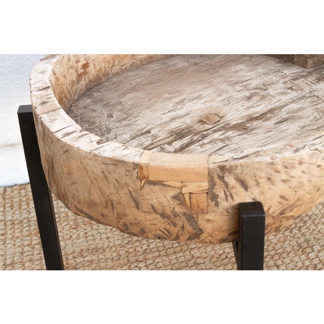 French Farmhouse Dough Bowl End Table For Sale - Image 4 of 9