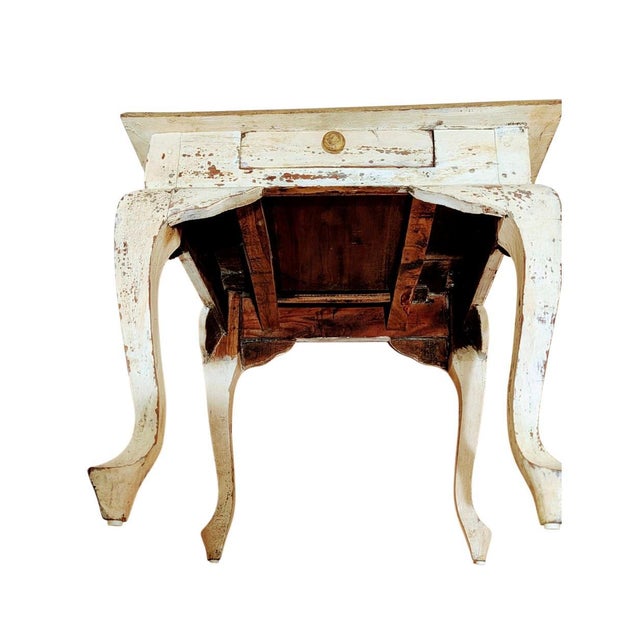 Cream Antique French Provincial Distressed Side Tables Set For Sale - Image 8 of 9