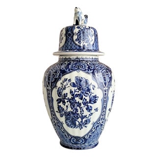Large Dutch Delft Blue Ceramic Vase, 1959 For Sale