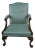 Mid-19th Century English Mahogany Library Armchair in Robin’s-Egg Blue Leather For Sale