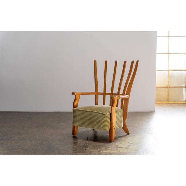 Oak Highback Lounge Chair by Guillerme et Chambron for Votre Maison, France, 1960s For Sale - Image 9 of 10