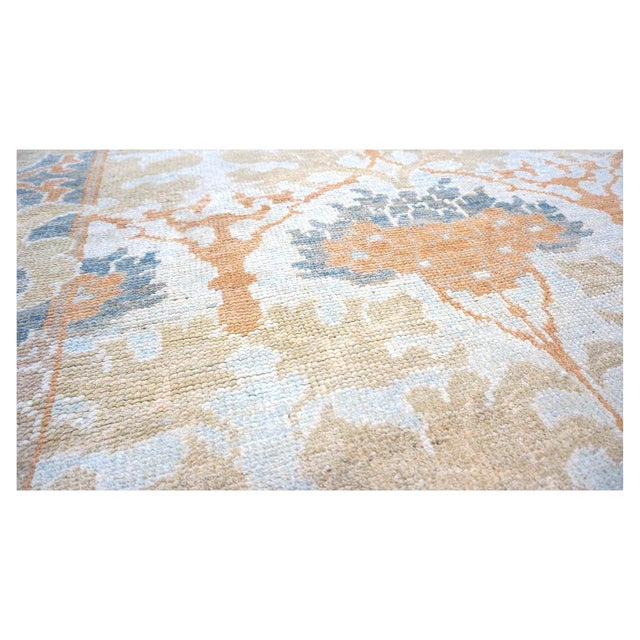 Early 21st Century 21st Century Turkish Donegal Wool & Hemp 9X13 Ivory, Light Blue & Orange Handmade Area Rug #1140032 For Sale - Image 5 of 6