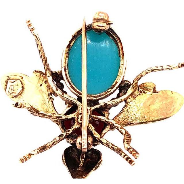 14 Karat Yellow Gold Bug / Insect Brooch With Semi Precious Stones For Sale - Image 4 of 8