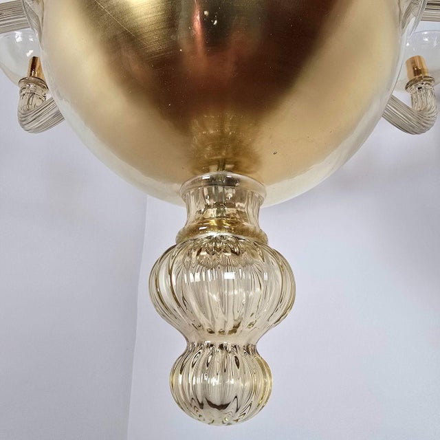 1980s Seguso Style Beige Murano Glass Chandelier For Sale - Image 9 of 12