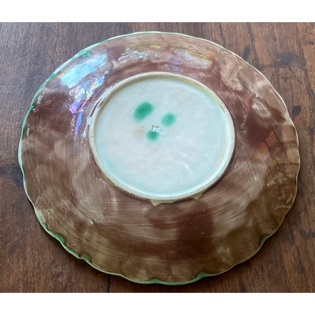 Green English Majolica Begonia Plate- 1880's For Sale - Image 8 of 8