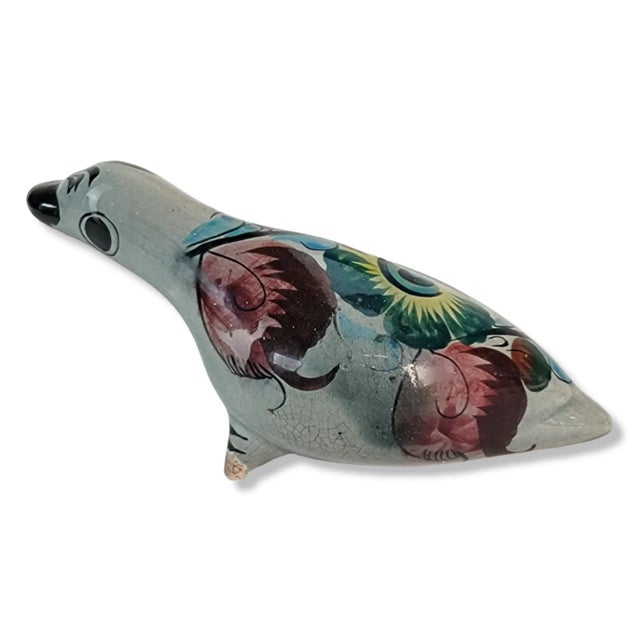 Mexican Hand-Painted Tonalá Duck Figurine – Traditional Talavera Mexican Folk Art For Sale - Image 3 of 11