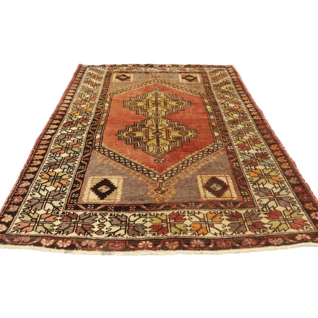 Spanish Revival Vintage Turkish Oushak Accent Rug - 03'07 X 06'01 For Sale - Image 3 of 9