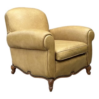 Vintage Ralph Lauren Deco Leather Club Chair For Sale