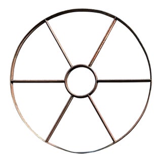 Vintage Wrought Iron Round Windowpane Mirror For Sale