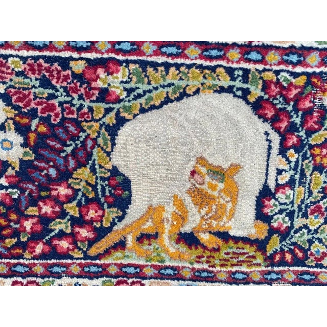Vintage Pictorial Kerman Rug For Sale - Image 8 of 18