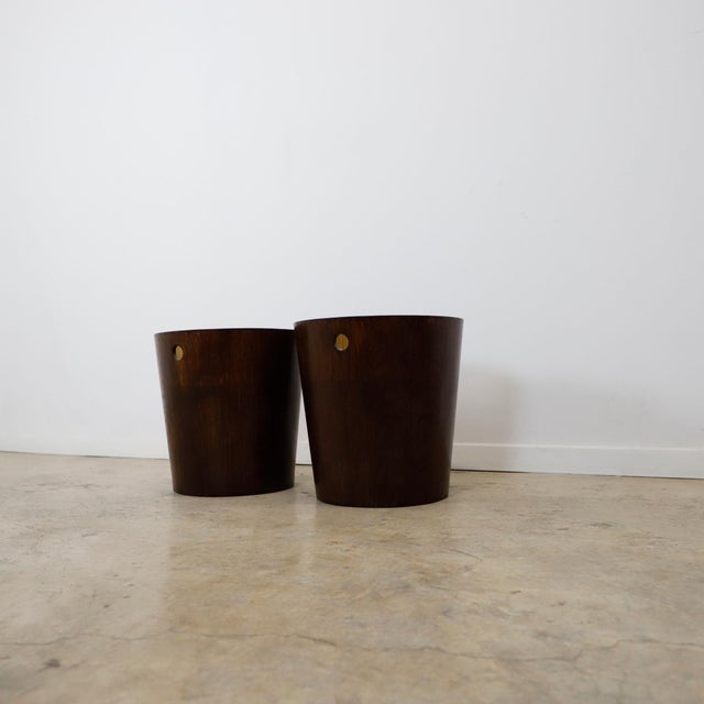 1960s Pair of Mid 20th Century Plywood Trash Can For Sale - Image 5 of 17