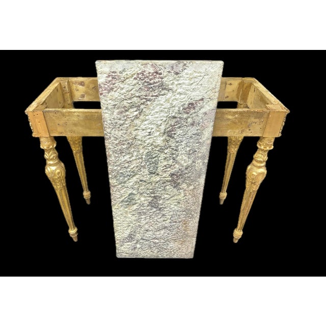 Louis XVI Carved Giltwood Console Table With Marble Top For Sale - Image 10 of 11
