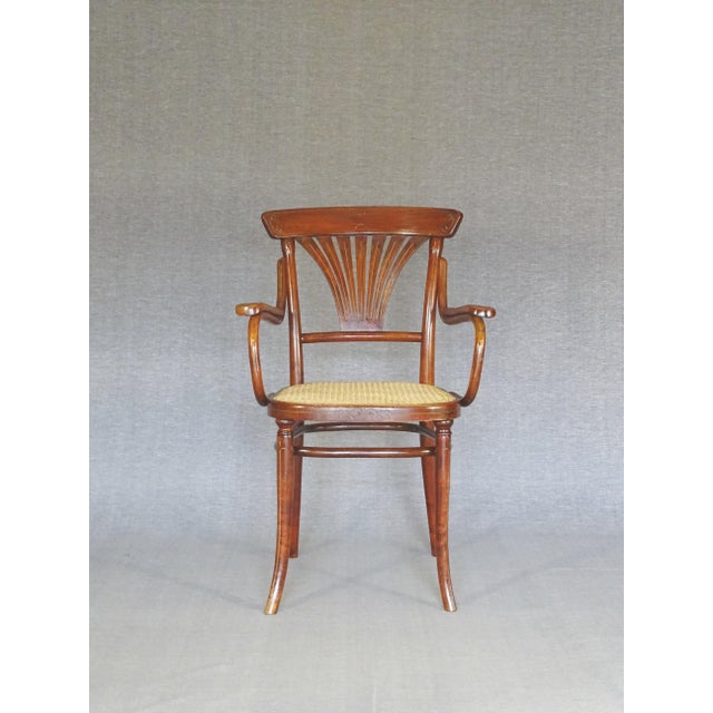 1910s N°221 Armchair with Bronze Inlays and Canework by Michael Thonet, 1910 For Sale - Image 5 of 12