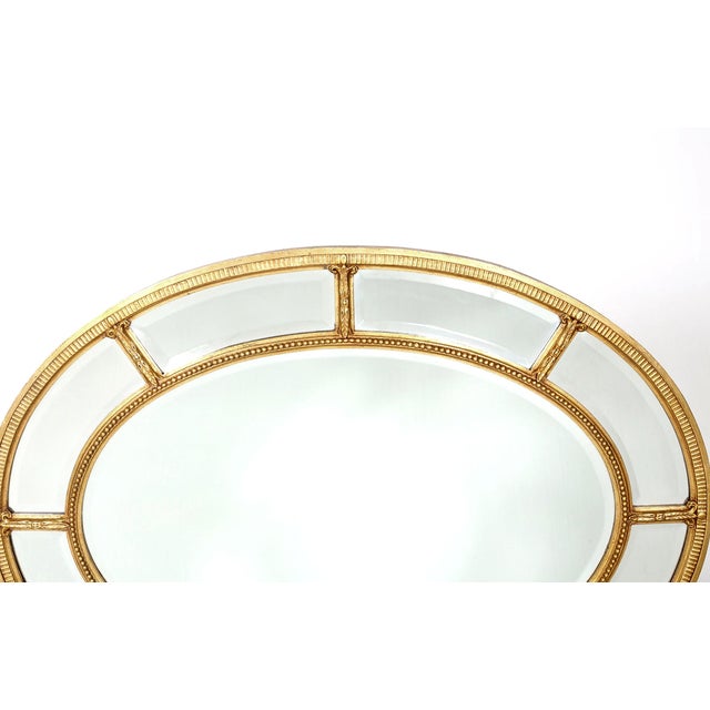 Contemporary Late 20th Century Gilt Wood Framed Oval Shape Beveled Wall Mirror For Sale - Image 3 of 9