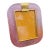 1990s Barovier Style Art Deco Pink Murano Glass and Brass Picture Frame For Sale