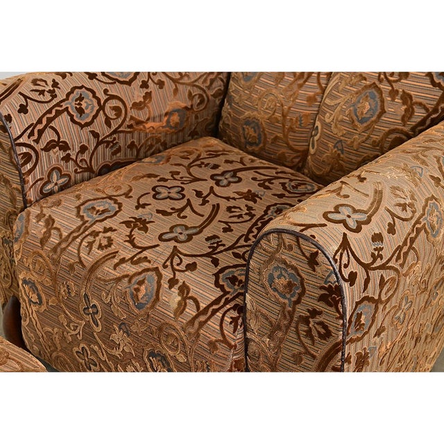 Early 20th Century French Art Deco Upholstered Armchair and Ottoman For Sale - Image 9 of 18