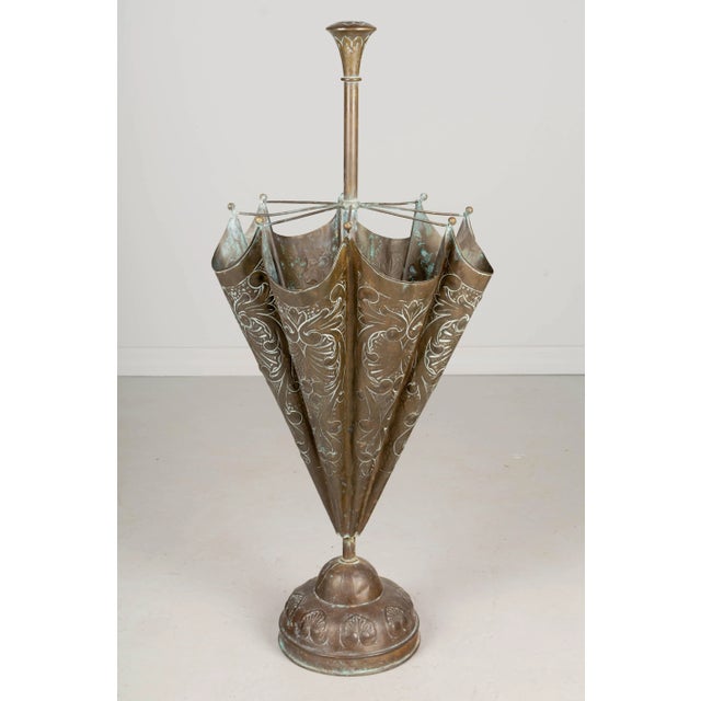 French Embossed Brass Umbrella Stand For Sale In Orlando - Image 6 of 12