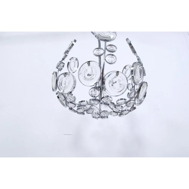 Space Age Murano Glass Steel Chandelier Ceiling Lamps, 1970s For Sale - Image 3 of 11