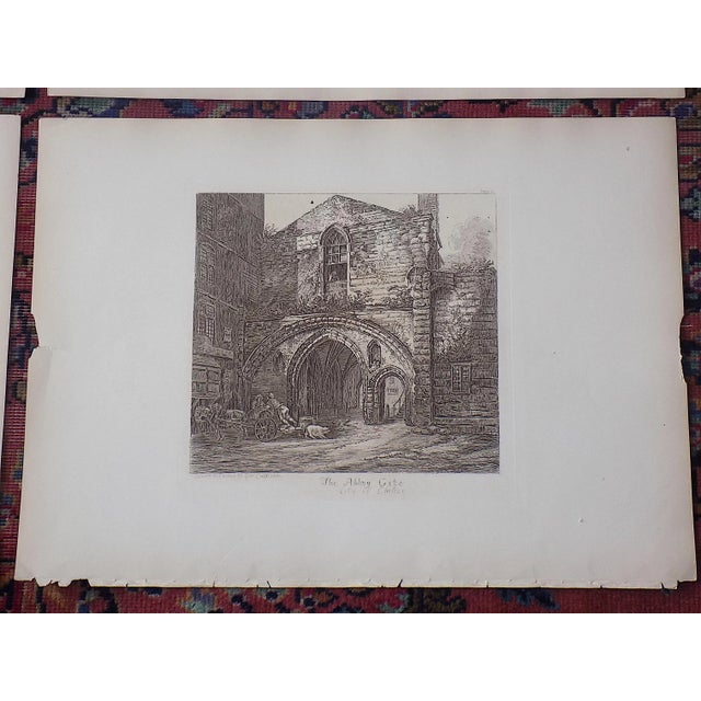 Imperial Folio Antique 19th Century George Cuitt Architectural Etchings - Set of 6 For Sale In Cincinnati - Image 6 of 9