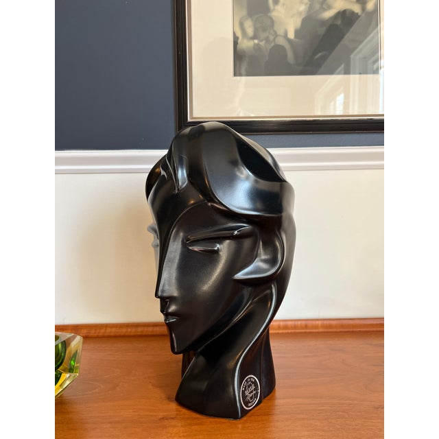 Post Modern Art Deco Black Bust Harris Potteries For Sale - Image 9 of 10