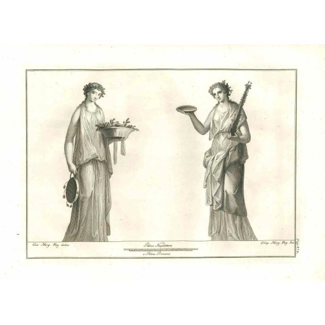 Ancient roman - the offering scene from the series "antiquities of herculaneum", is an original etching on paper realized...