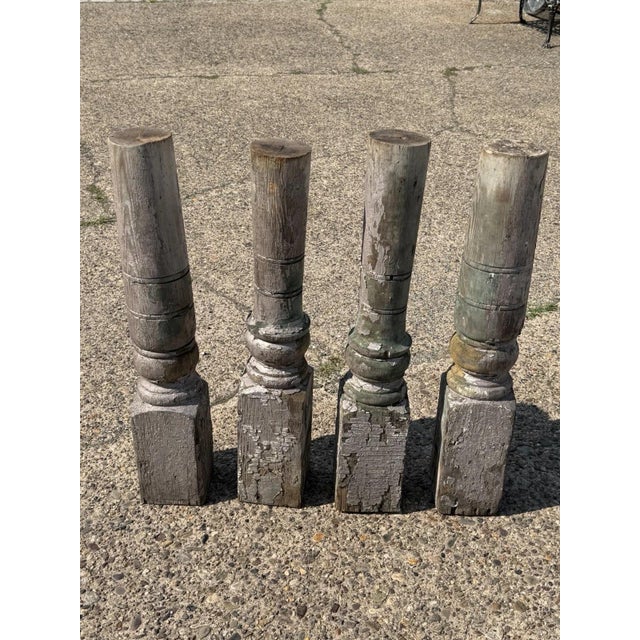 Antique French Farmhouse Turn Carved Wooden Baluster Spindle Table Legs Set of 4 For Sale - Image 14 of 17
