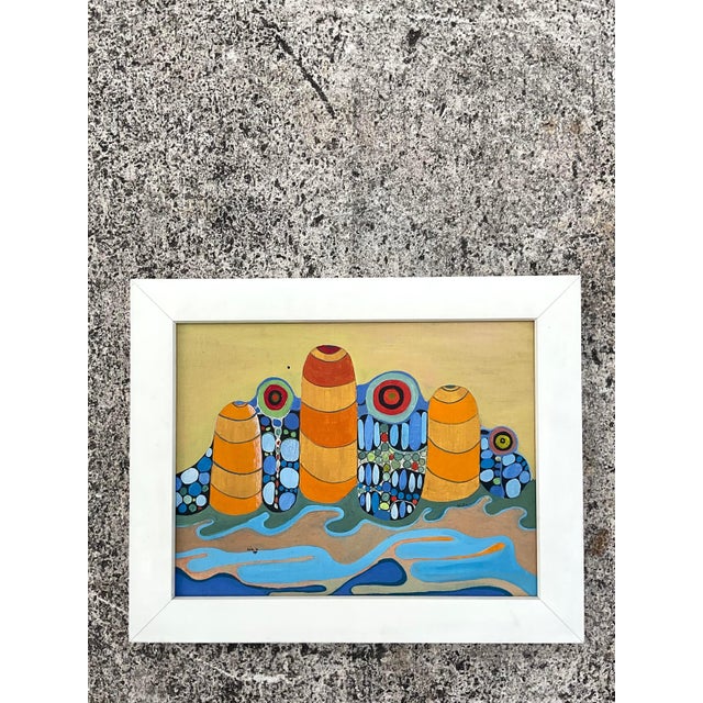 Postmodern Vintage Post Modern Psychedelic Abstract Signed and Dated 1970 For Sale - Image 3 of 7