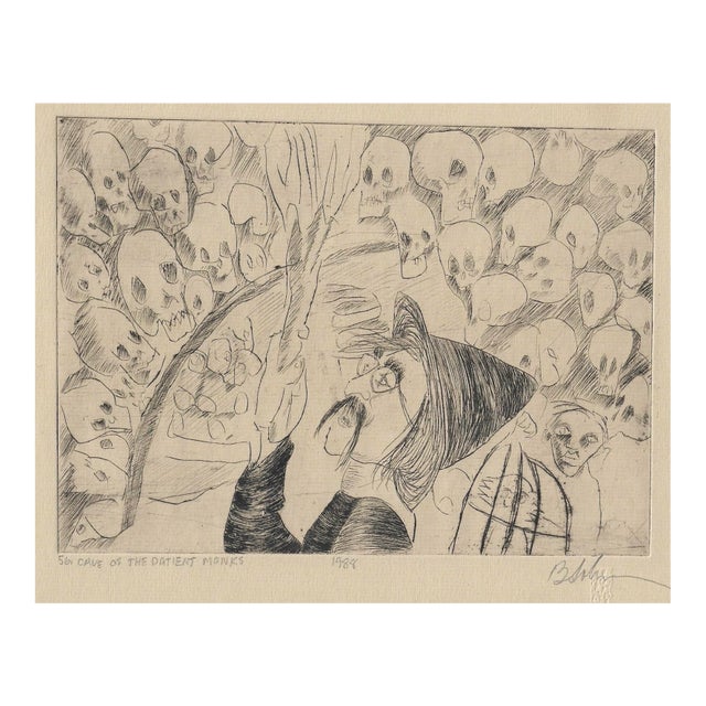 1988 Cave of the Patient Monks Faust Etching For Sale