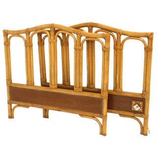 Head and Footboard in Teak and Rattan, Sweden, 1960s, Set of 2 For Sale