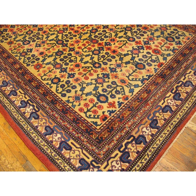 Mid 19th Century 1850s Orange Apricot Flowers Antique Central Asian Yarkand Rug 8' 3"x 9' 8" Handknotted Wool Carpet For Sale - Image 5 of 5
