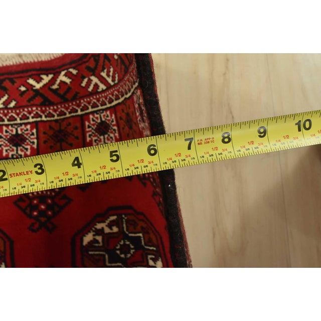 Turkmen Runner 3’3” X 9’6” Red Wool Vintage Tribal Hand-Knotted Oriental Rug For Sale - Image 10 of 12