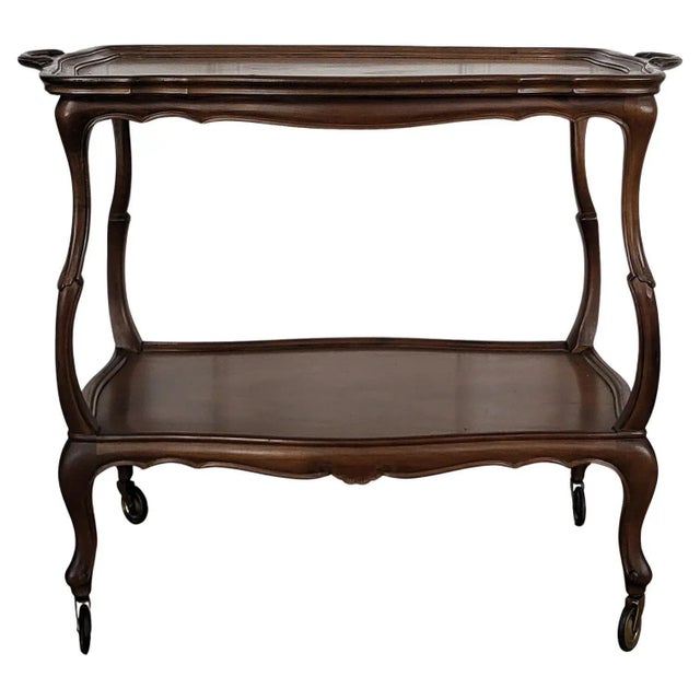 Brown Mid-Century Italian Chippendale Wood Dry Bar Cabinet Liquor Cart, 1950s For Sale - Image 8 of 8