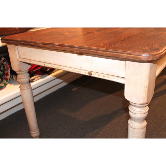 Fantastic 20th Century Handmade and White Painted Base Harvest Table For Sale In Los Angeles - Image 6 of 8