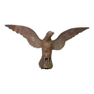 Antique Solid Brass Bronze Open Winged American Eagle Bird Heavy Flag Finial