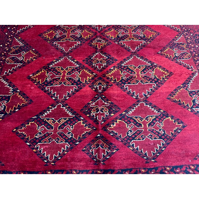 Vintage Afghan Ersari Khamyab Diamond Chain Tribal Rug - 9'2" X 6'0" For Sale - Image 10 of 14