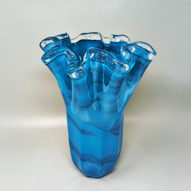 Mid-Century Modern Vintage Fazzoletto Murano Glass Vase by Dogi, Italy, 1970s For Sale - Image 3 of 8