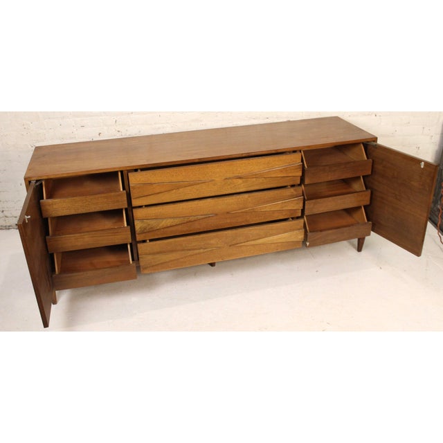 Mid-Century Modern Vintage Mid-Century Modern Sculpted Walnut Credenza For Sale - Image 3 of 10
