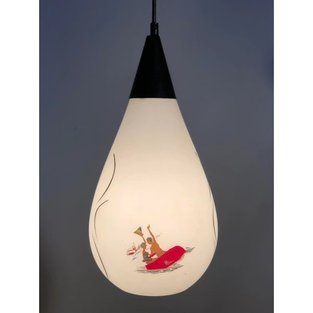 Vintage Mid Century Nautical Pendant Light with Painted Scenes For Sale - Image 4 of 13