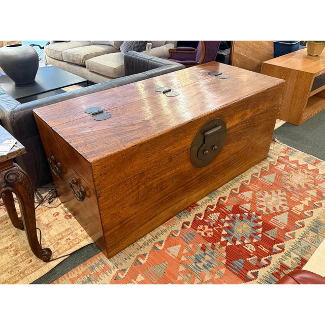 Asian Ming Wood Storage Chest + Interior Drawers, Vintage For Sale - Image 3 of 11