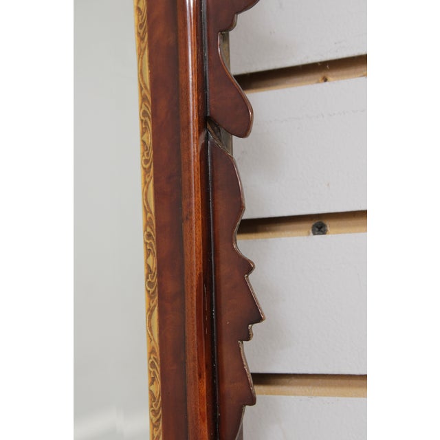 Brown Colonial Williamsburg Chippendale Style Burl Walnut Wall Mirror For Sale - Image 8 of 14