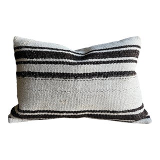 Vintage Rug Pillow Cover With Stripes For Sale