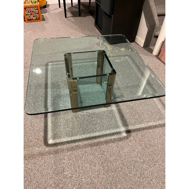 Vintage brass and Glass Cocktail Table Attributed to Leon Rosen For Sale - Image 9 of 11