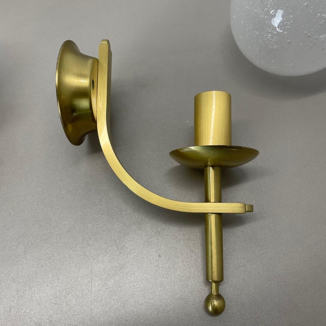 Minimalist Brass and Glass Ball Wall Light Sconces, Italy 1970s, Set of 2 For Sale - Image 12 of 17